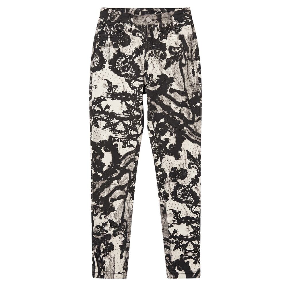 Just Cavalli White Black Abstract Print Stretch Skinny Jeans Size 26 IT 40